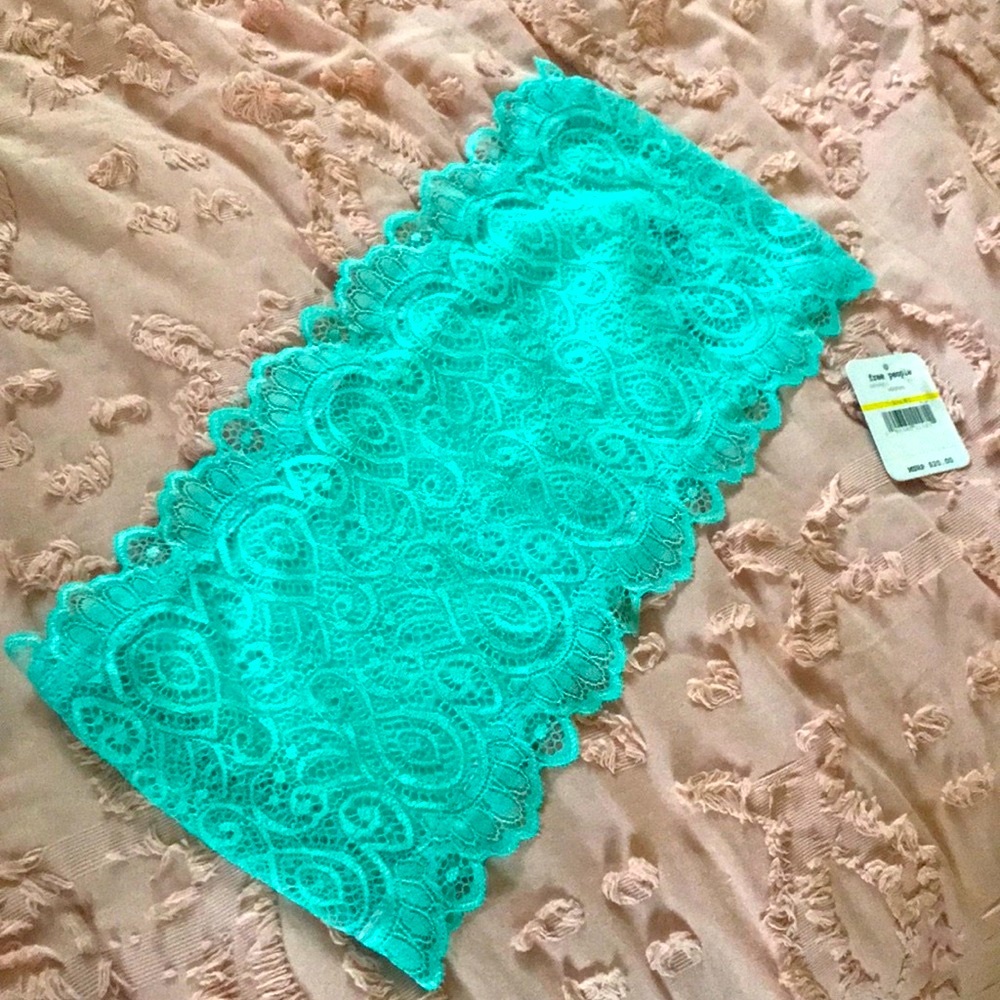 Free People Aqua Teal Lace Bandeau Bra NWT